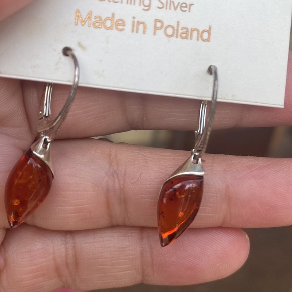 NWOT SS Amber Drop earrings - Picture 3 of 5